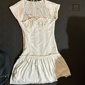 BRAND NEW White dress w corset look